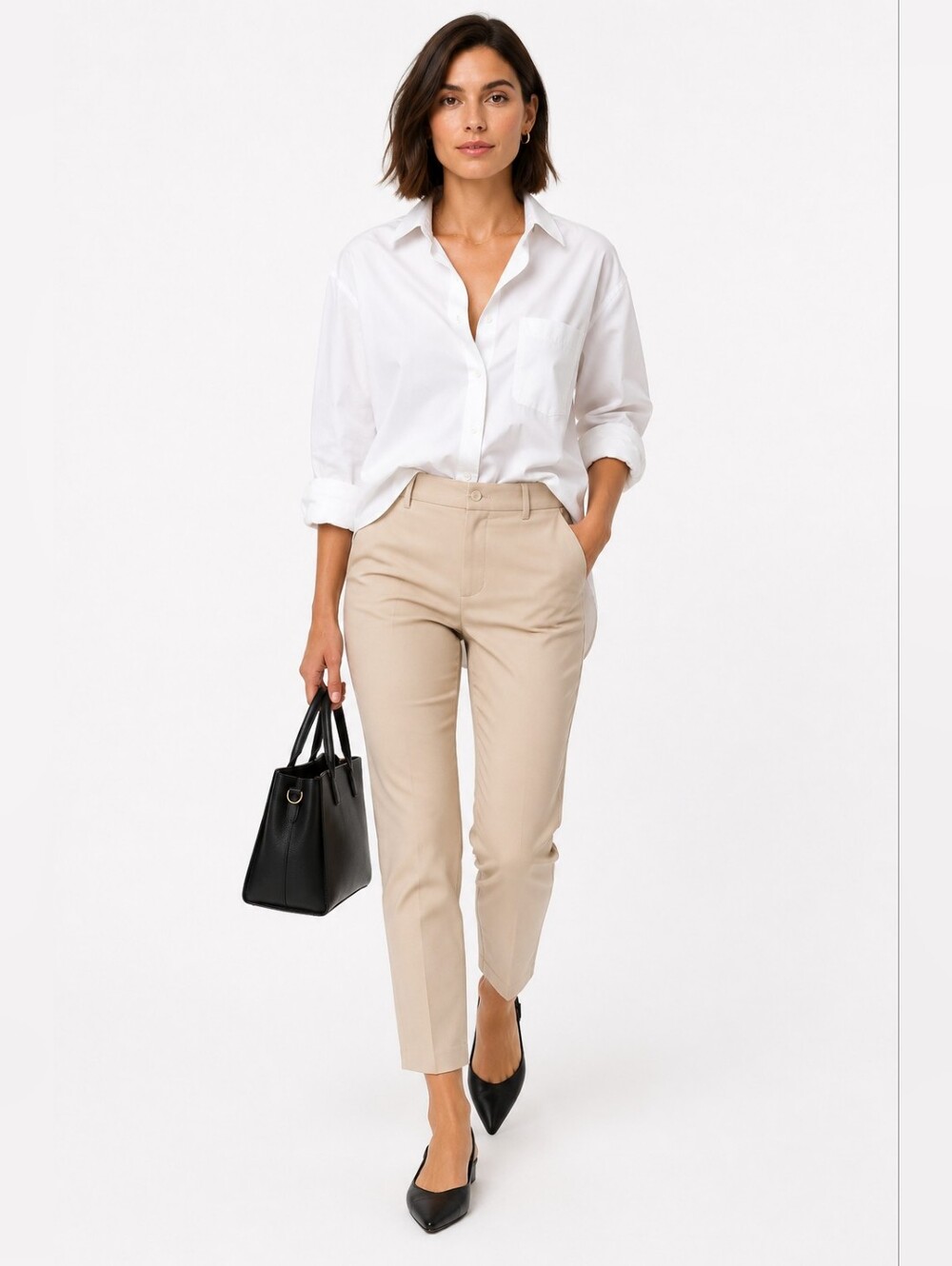 Jil Sander Beige Cotton Blend Ankle Pants Italy Size 42 US 10